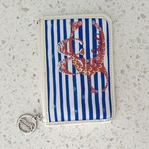 Coach Poppy Nautical Stripe Card Case Keychain